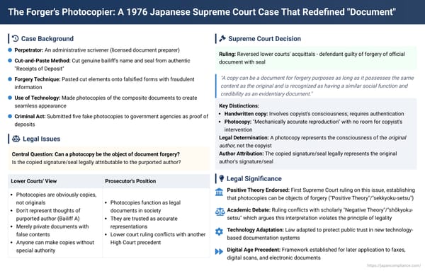 The Forger's Photocopier: A 1976 Japanese Supreme Court Case That Redefined "Document"