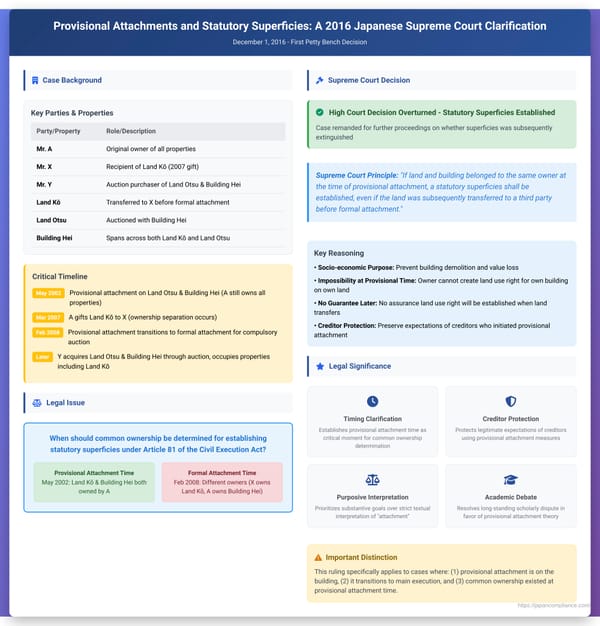 Provisional Attachments and Statutory Superficies: A 2016 Japanese Supreme Court Clarification