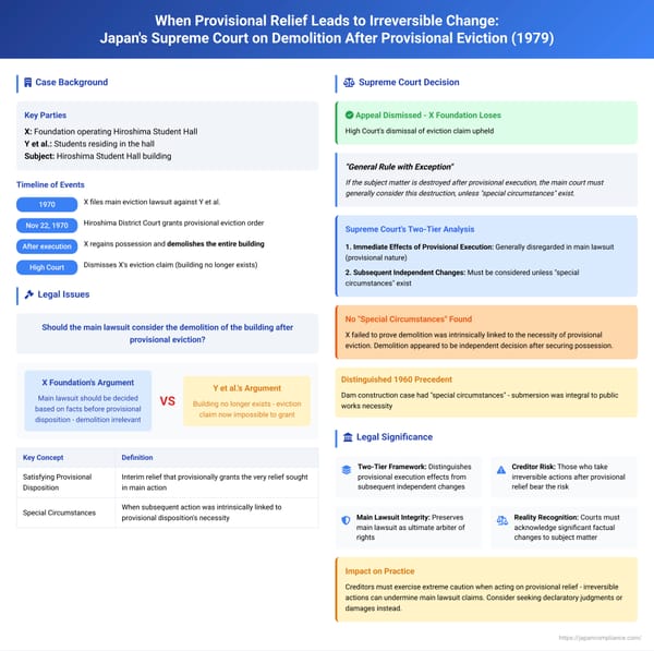 When Provisional Relief Leads to Irreversible Change: Japan's Supreme Court on Demolition After Provisional Eviction and Its Impact on the Main Case