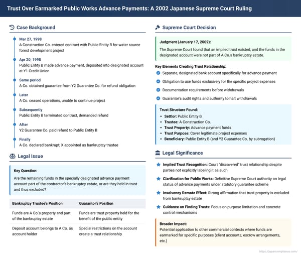 Trust Over Earmarked Public Works Advance Payments: A 2002 Japanese Supreme Court Ruling on Contractor Bankruptcy