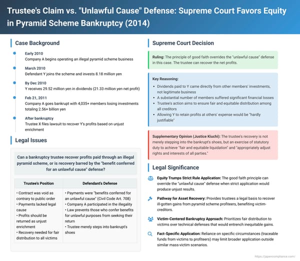 Trustee's Claim vs. "Unlawful Cause" Defense: Supreme Court Favors Equity in Pyramid Scheme Bankruptcy