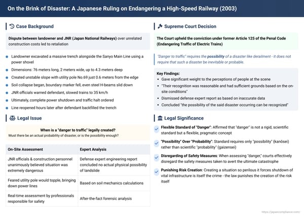 On the Brink of Disaster: A Japanese Ruling on Endangering a High-Speed Railway
