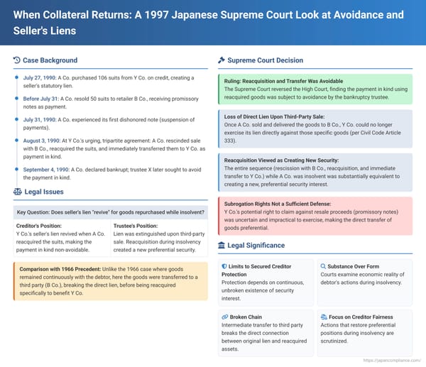 When Collateral Returns: A 1997 Japanese Supreme Court Look at Avoidance and Seller's Liens
