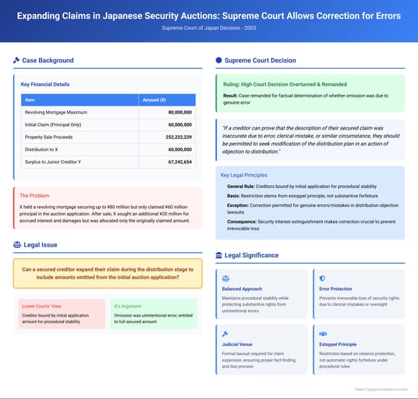 Expanding Claims in Japanese Security Auctions: Supreme Court Allows Correction for Errors in Distribution Objections