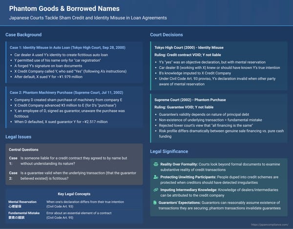 Phantom Goods & Borrowed Names: Japanese Courts Tackle Sham Credit and Identity Misuse in Loan Agreements