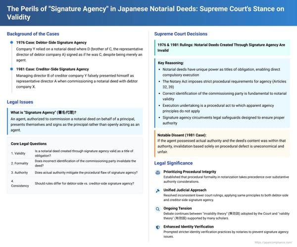 The Perils of "Signature Agency" in Japanese Notarial Deeds: Supreme Court's Stance on Validity