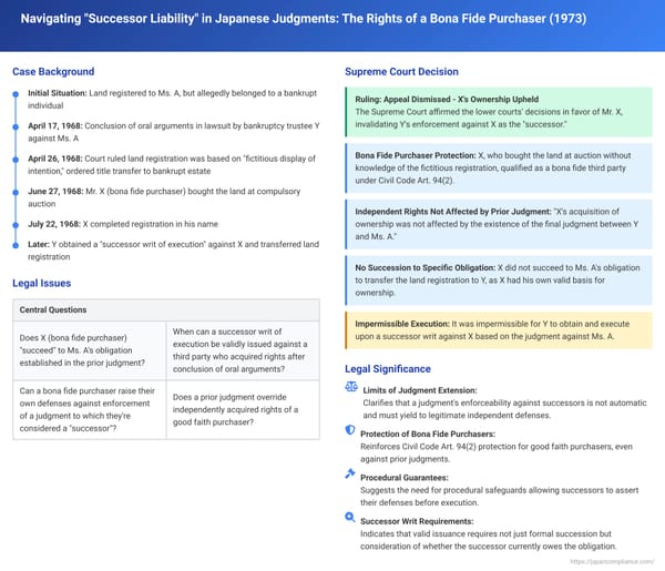 Navigating "Successor Liability" in Japanese Judgments: The Rights of a Bona Fide Purchaser
