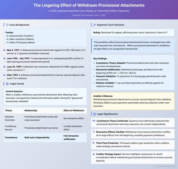 The Lingering Effect of Withdrawn Provisional Attachments: A Japanese Supreme Court Ruling on Third-Party Debtor Payments