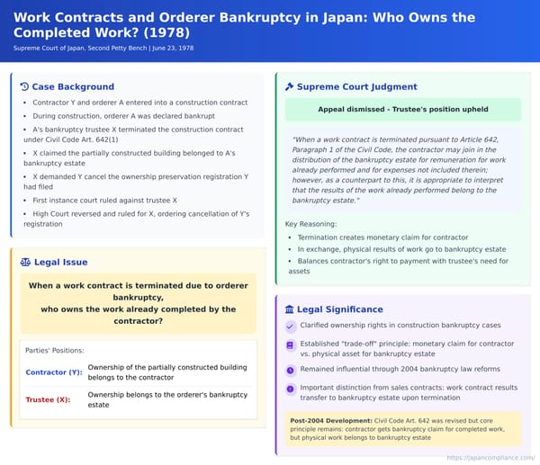 Work Contracts and Orderer Bankruptcy in Japan: Who Owns the Completed Work?